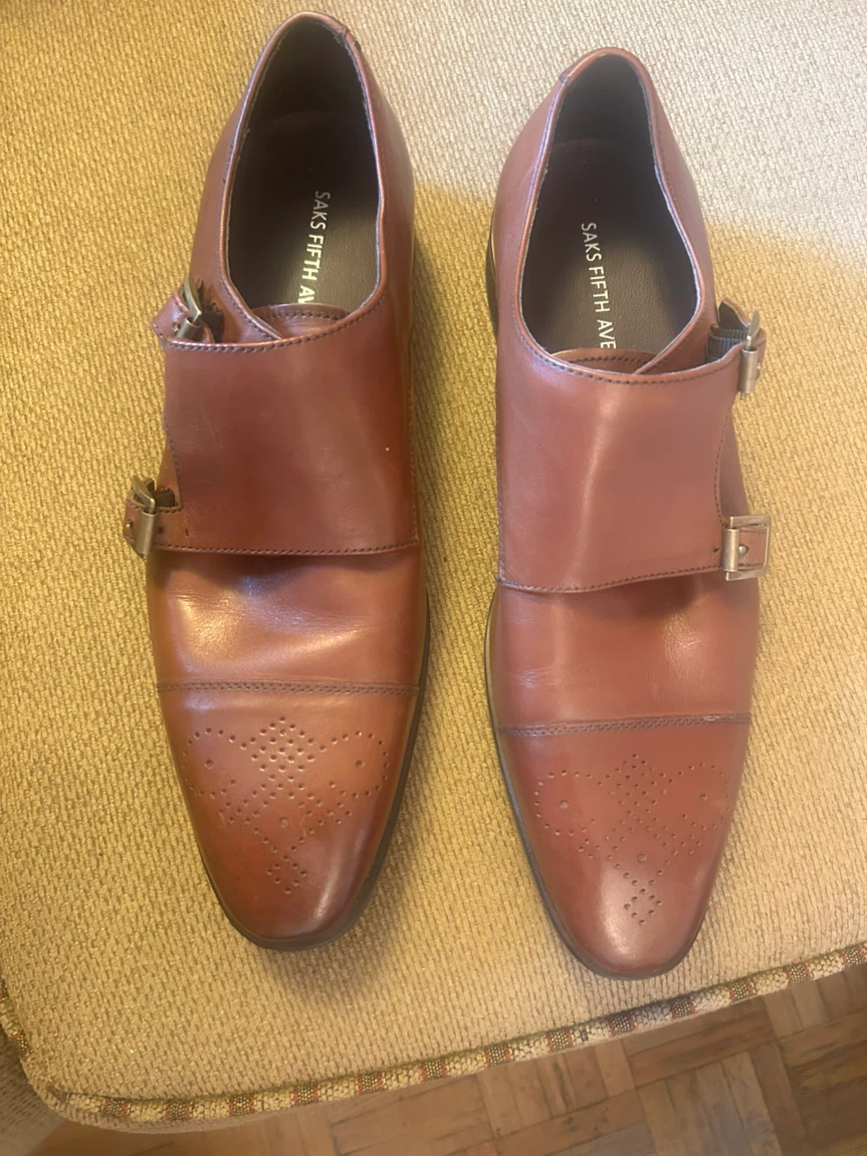 Saks Fifth Avenue Brown Leather Monk Strap Shoes - photo 2