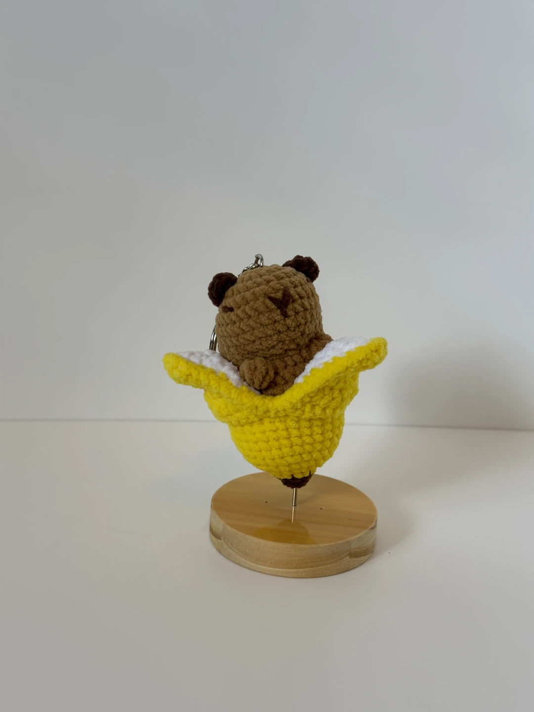 Crocheted Capybara Keychain with Banana