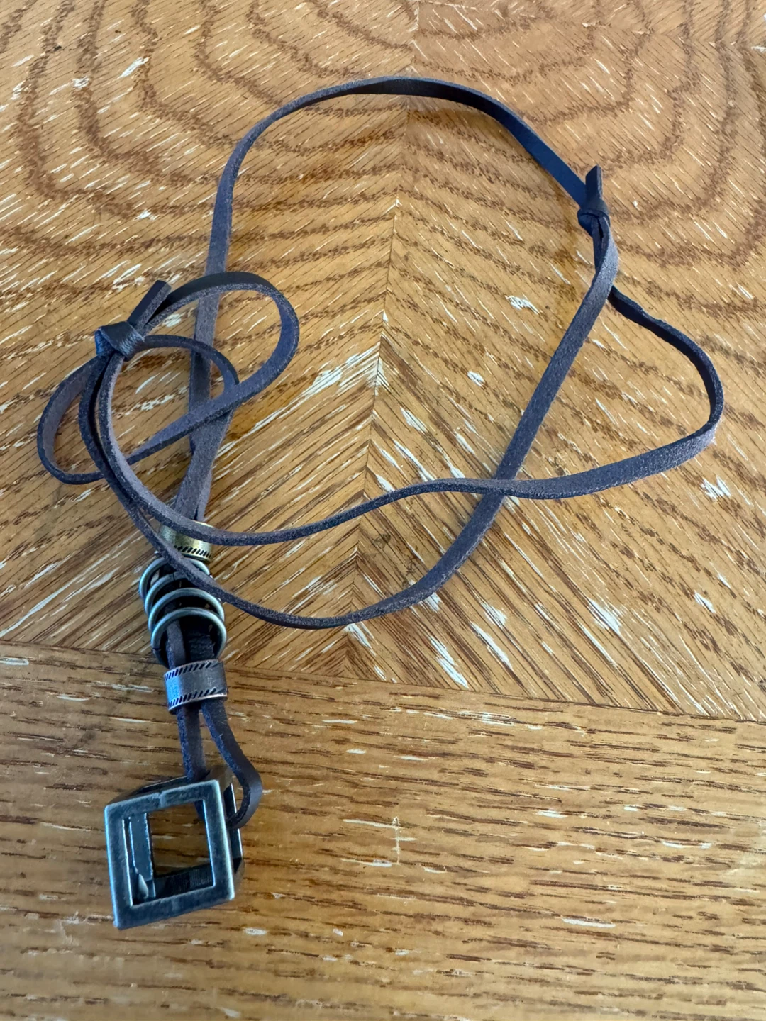 Leather Cord Necklace with Metal Pendant - photo 4