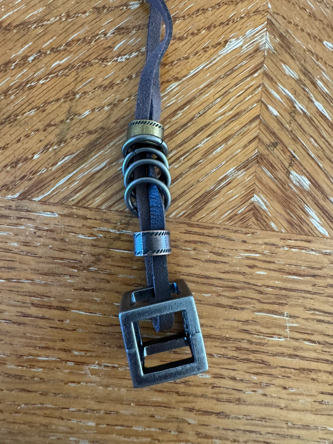 Leather Cord Necklace with Metal Pendant - photo 5