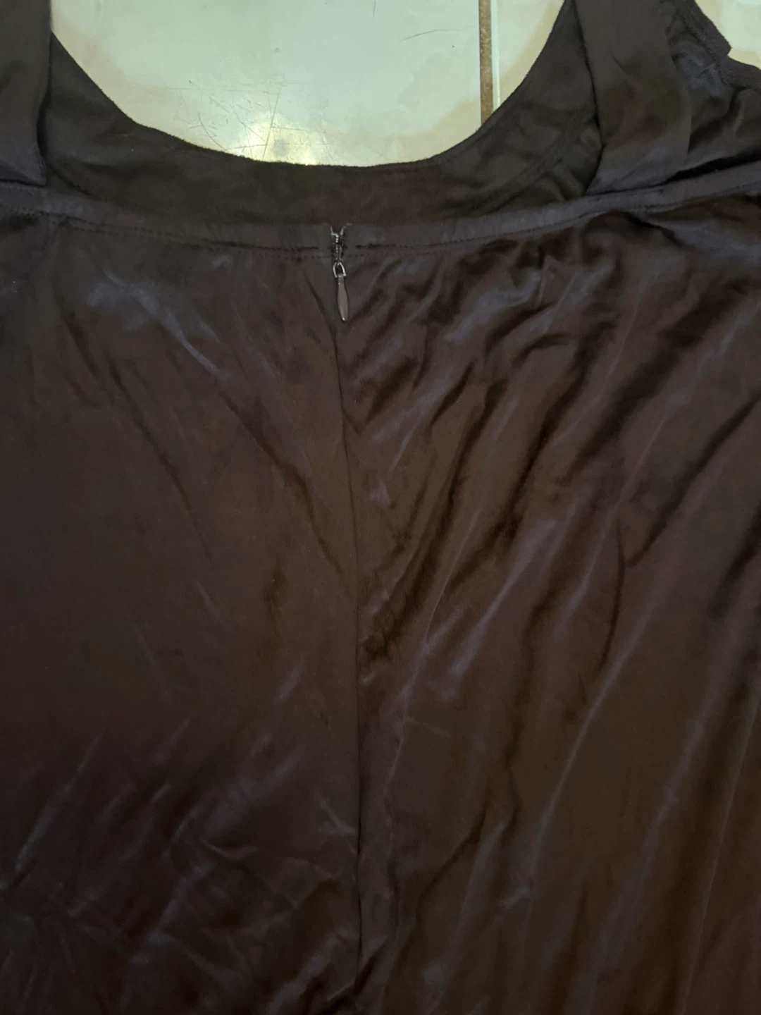 Brown Suede-like Top with Beaded Neckline and Fringed Hem - photo 4
