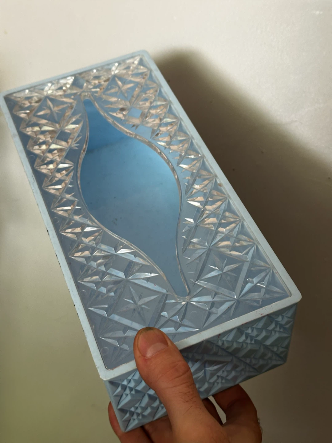 Blue mid century tissue cover box