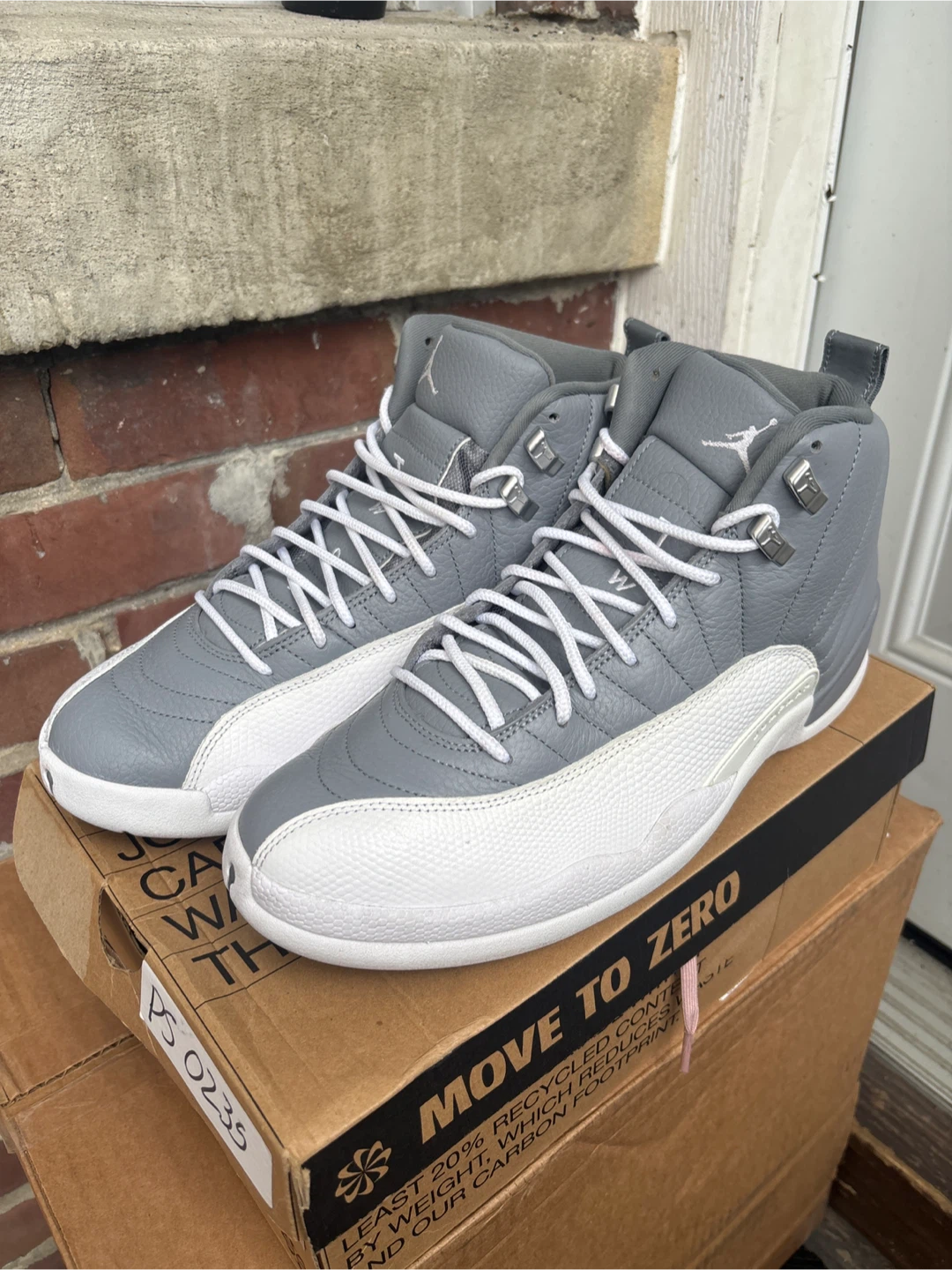 Air Jordan 12 Stealth Grey and White