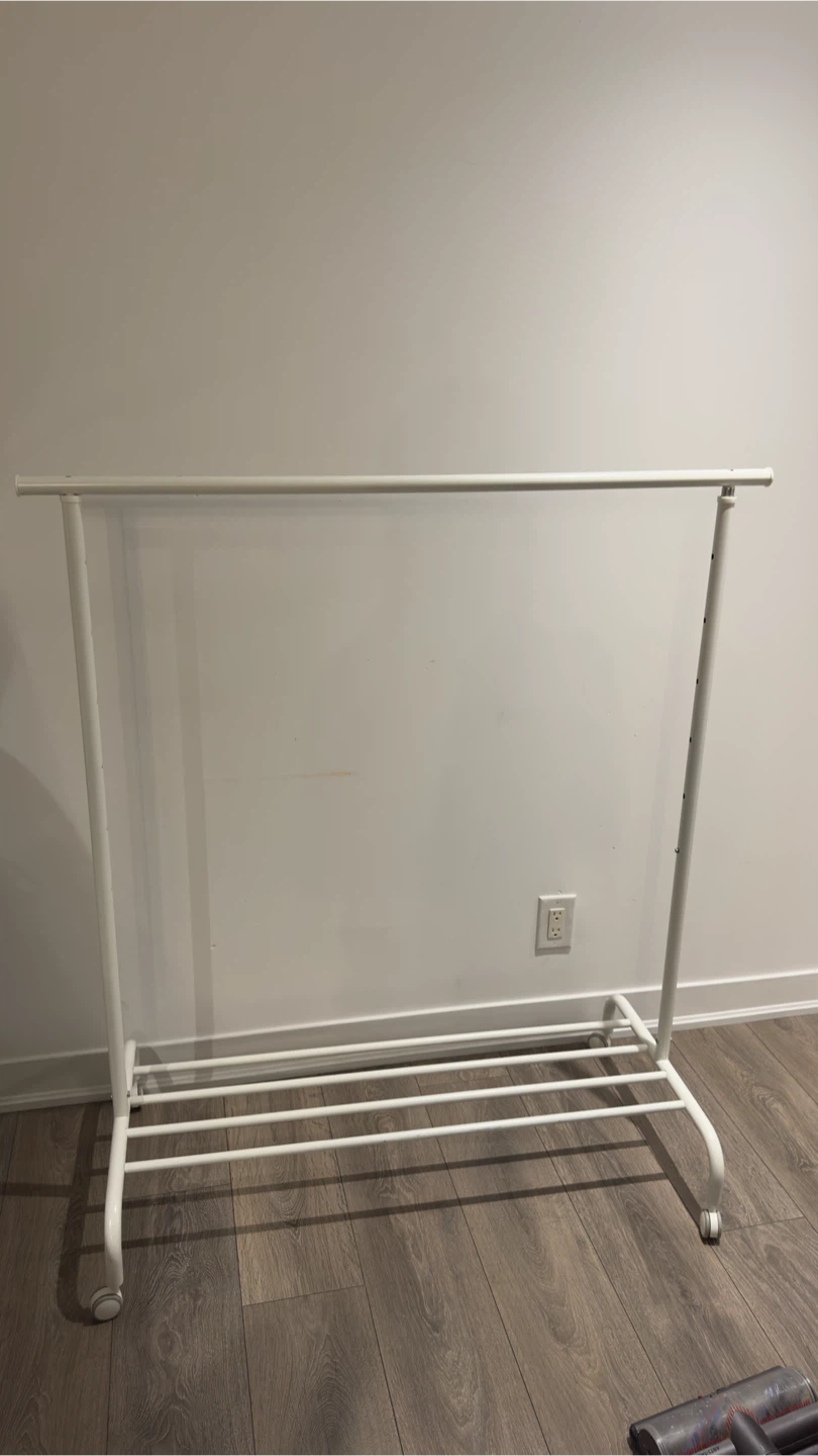 White Metal Rolling Clothing Rack