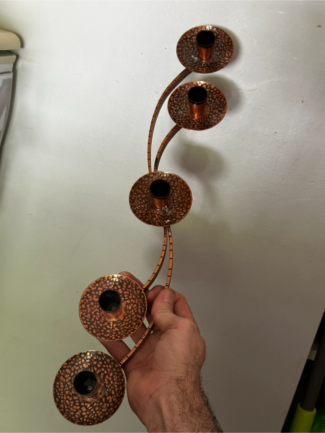 Mid a century Copper Candlestick holder Center Piece