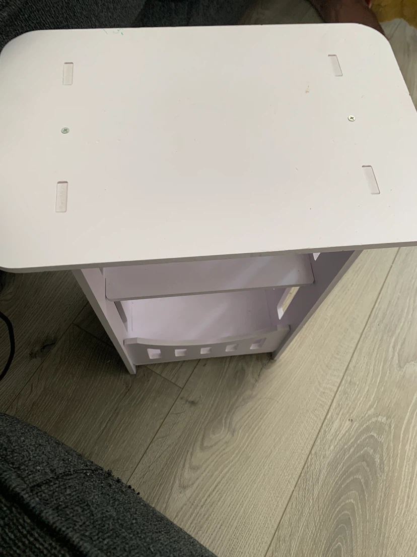 White 2-Tier Side Table with Storage - photo 2