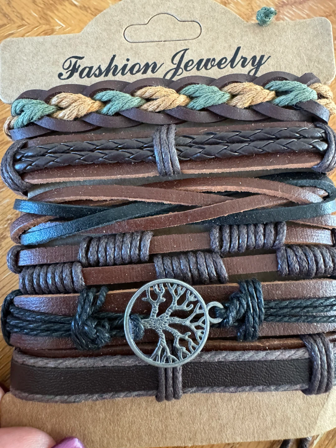 Leather Bracelet Set with Tree of Life Charm - photo 5