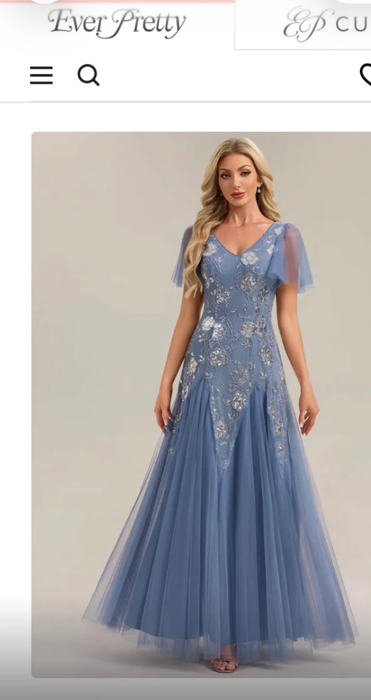 Ever Pretty Blue Floral Sequin Tulle Dress - photo 3