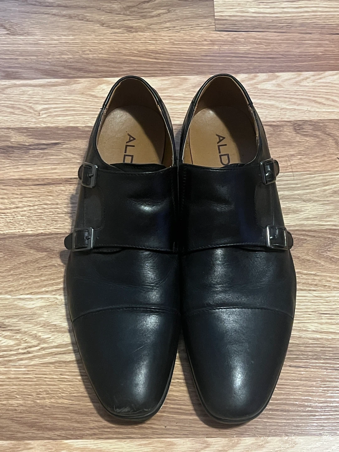 ALDO Black Leather Double Monk Strap Shoes