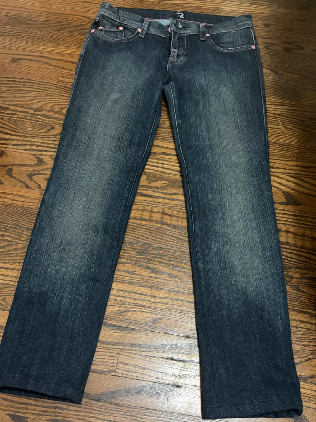 Rock & Republic pink-stitched rhinestone jeans size (0-Xs) - photo 3