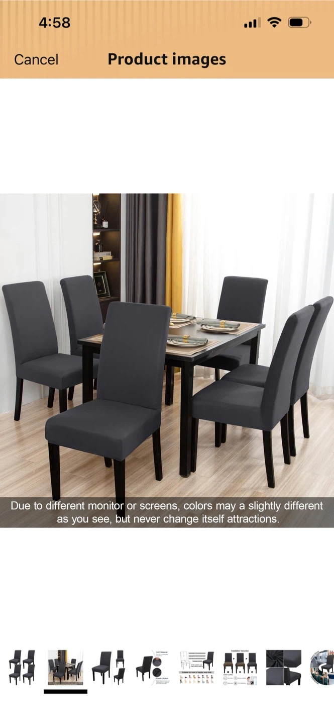 Dark Grey Stretch Chair Covers (Set of 6)