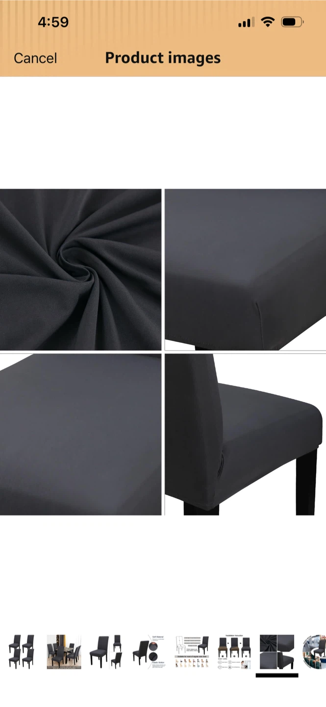 Dark Grey Stretch Chair Covers (Set of 6) - photo 4