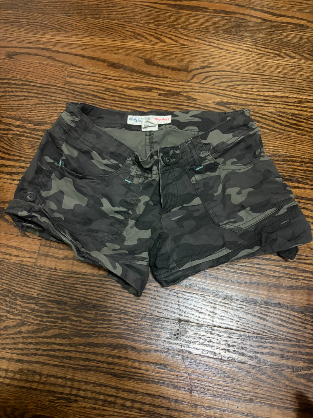 Y2K Vintage Garage Camo Low Rise Cargo Shorts