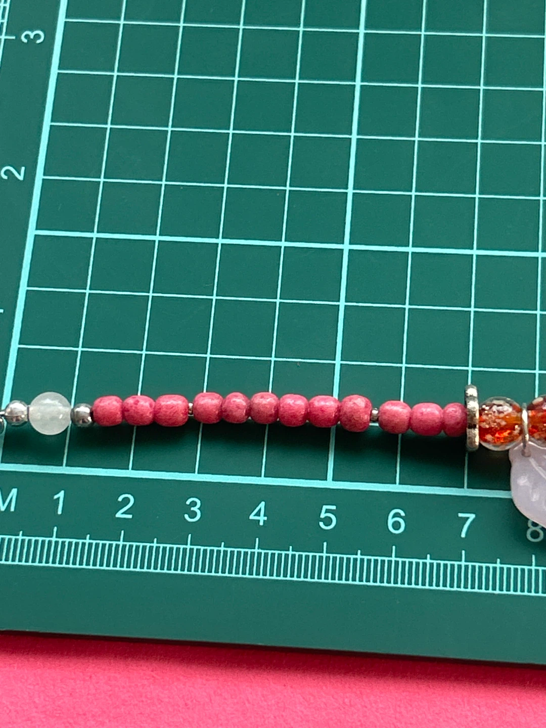 Pink Beaded Bracelet with Leaf Charm - photo 3