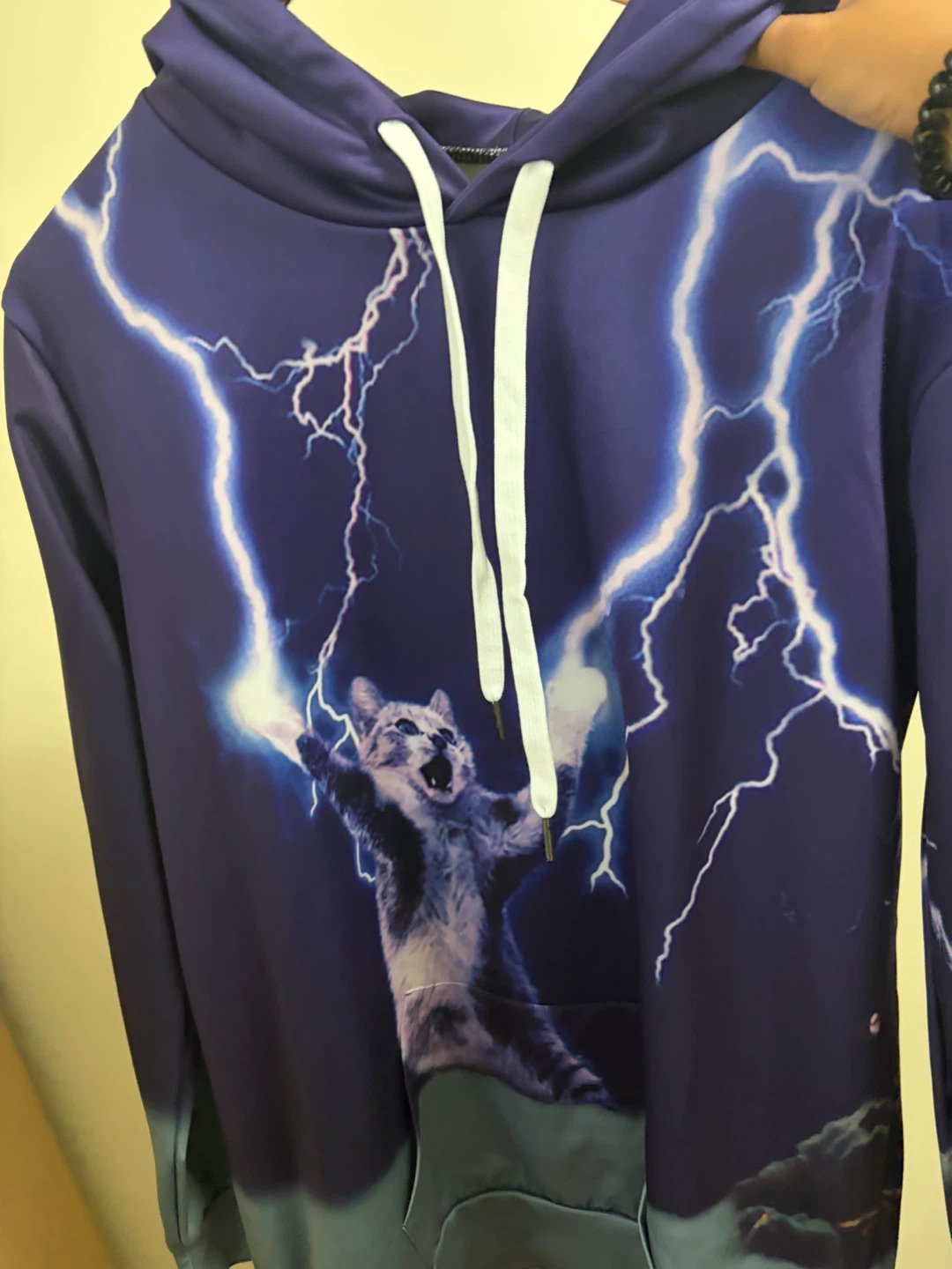 Screaming Lightning Cat All-Over Print Graphic Hoodie