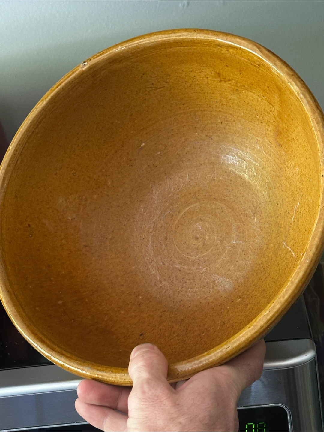 Antique 11" Yellowware Mixing Bowl excellent condition - photo 2