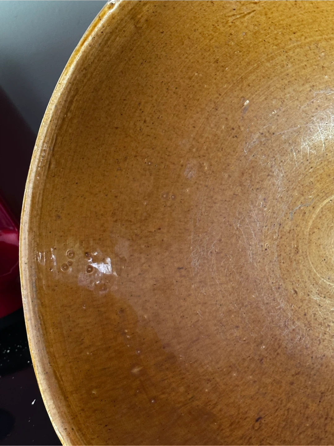 Antique 11" Yellowware Mixing Bowl excellent condition - photo 3