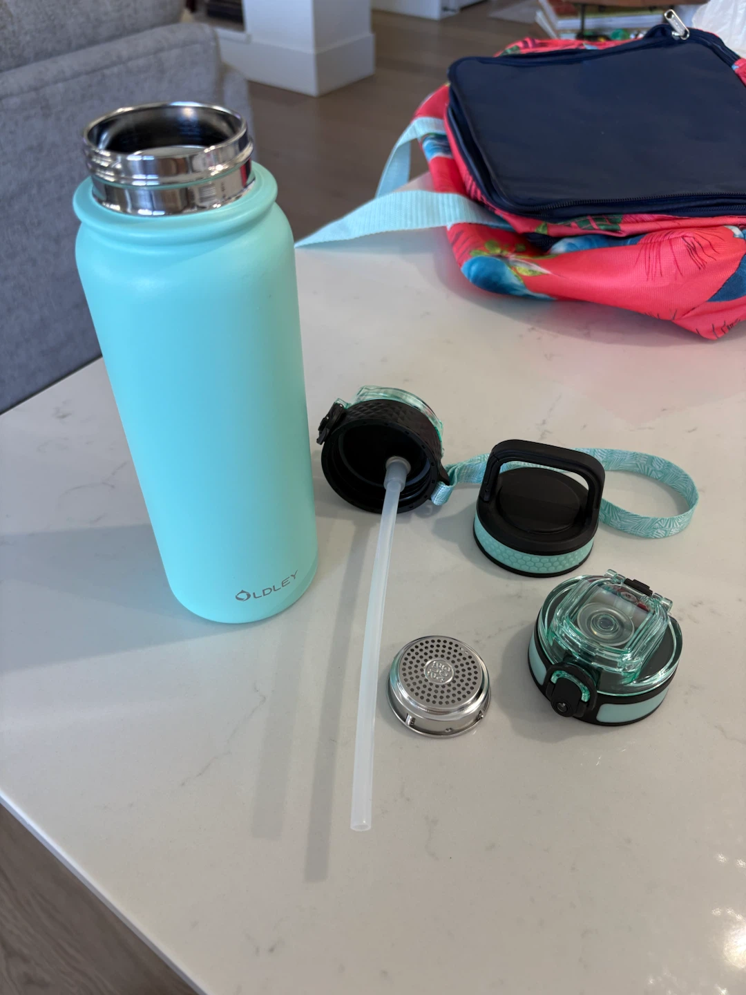OLDLEY Aqua Water Bottle with Straw Lid