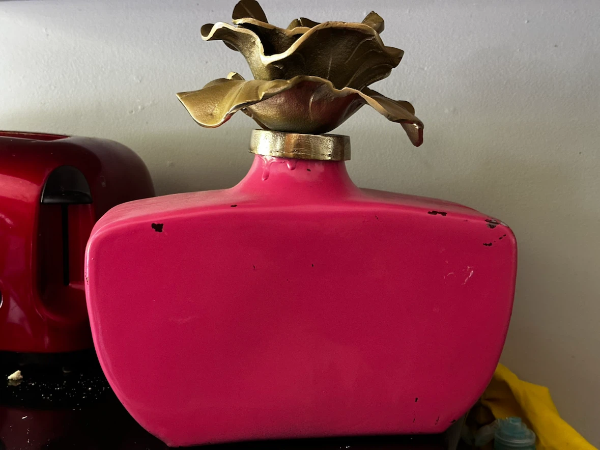Large pink rose perfume bottle