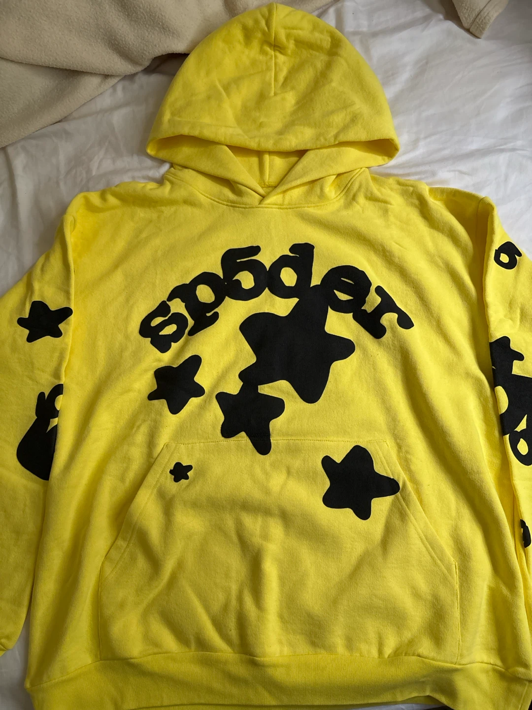 Spider Hoodie Yellow Black Stars Size XL