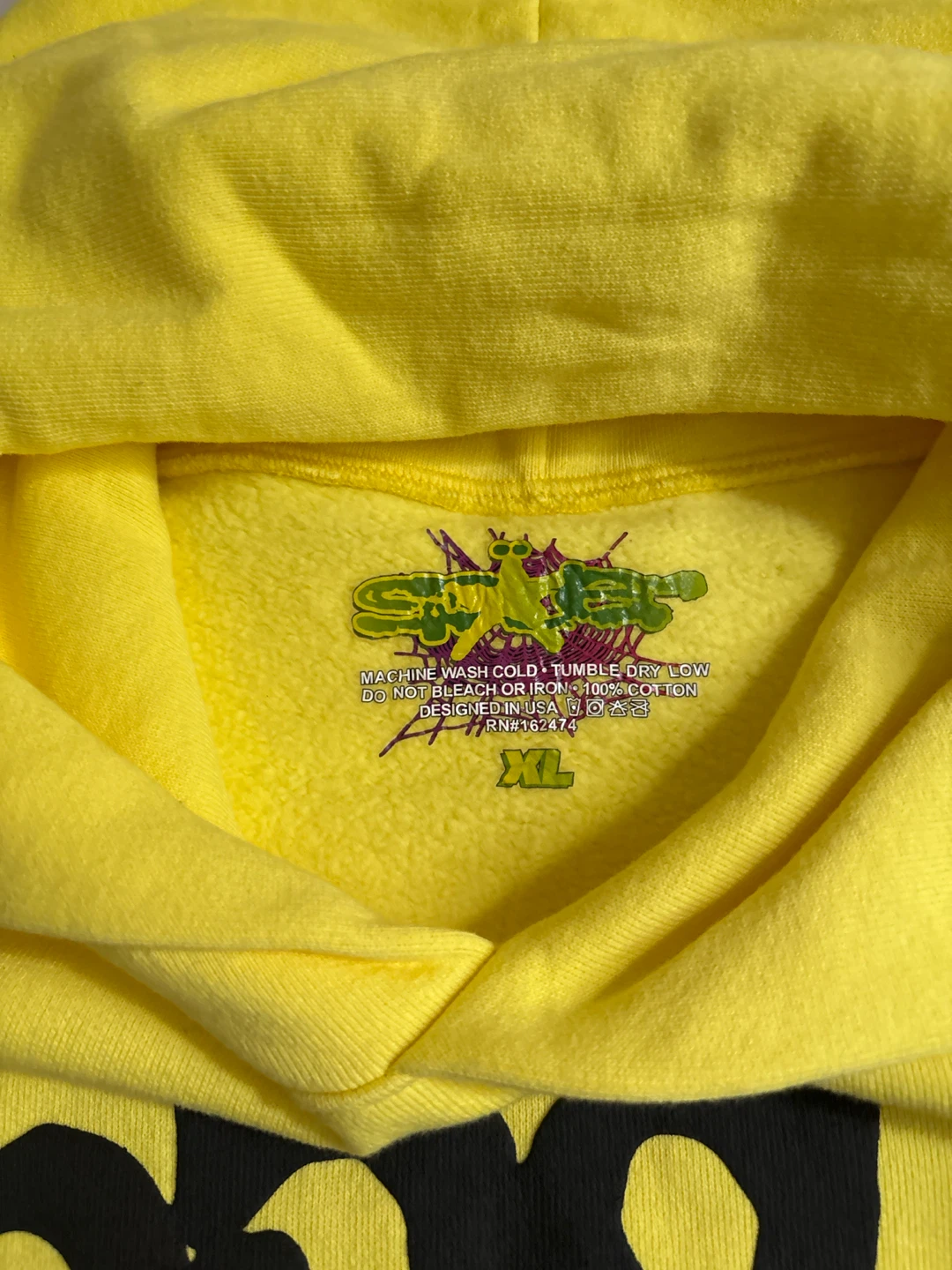 Spider Hoodie Yellow Black Stars Size XL - photo 4