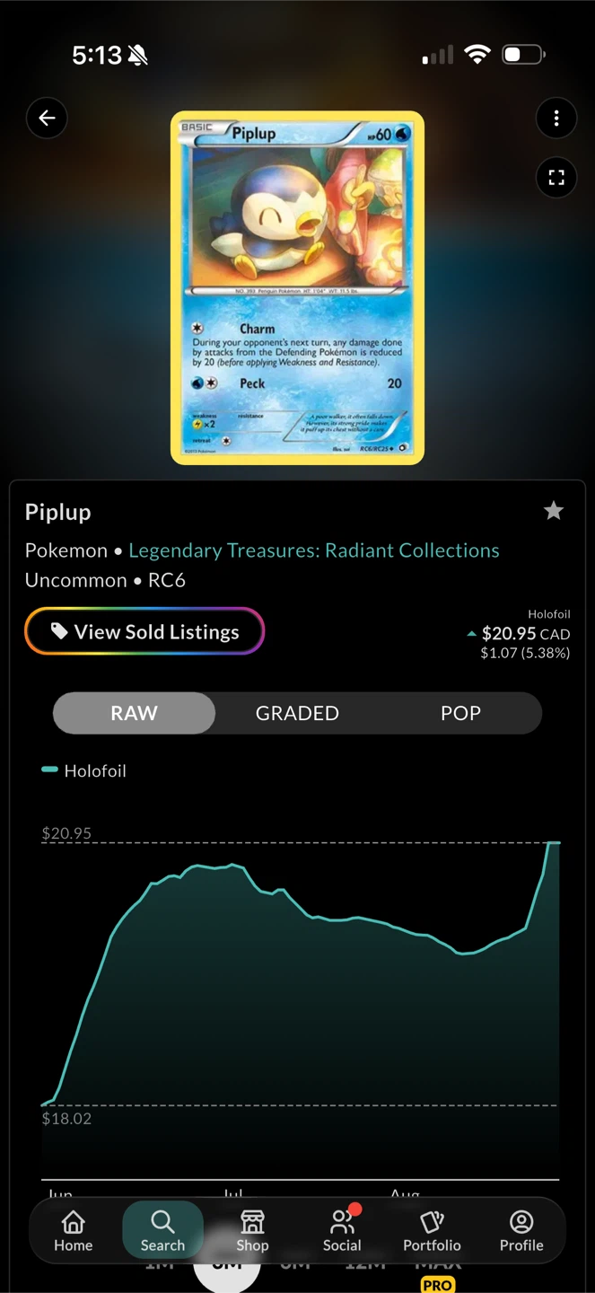 Piplup Holofoil Pokemon Card RC6/RC25