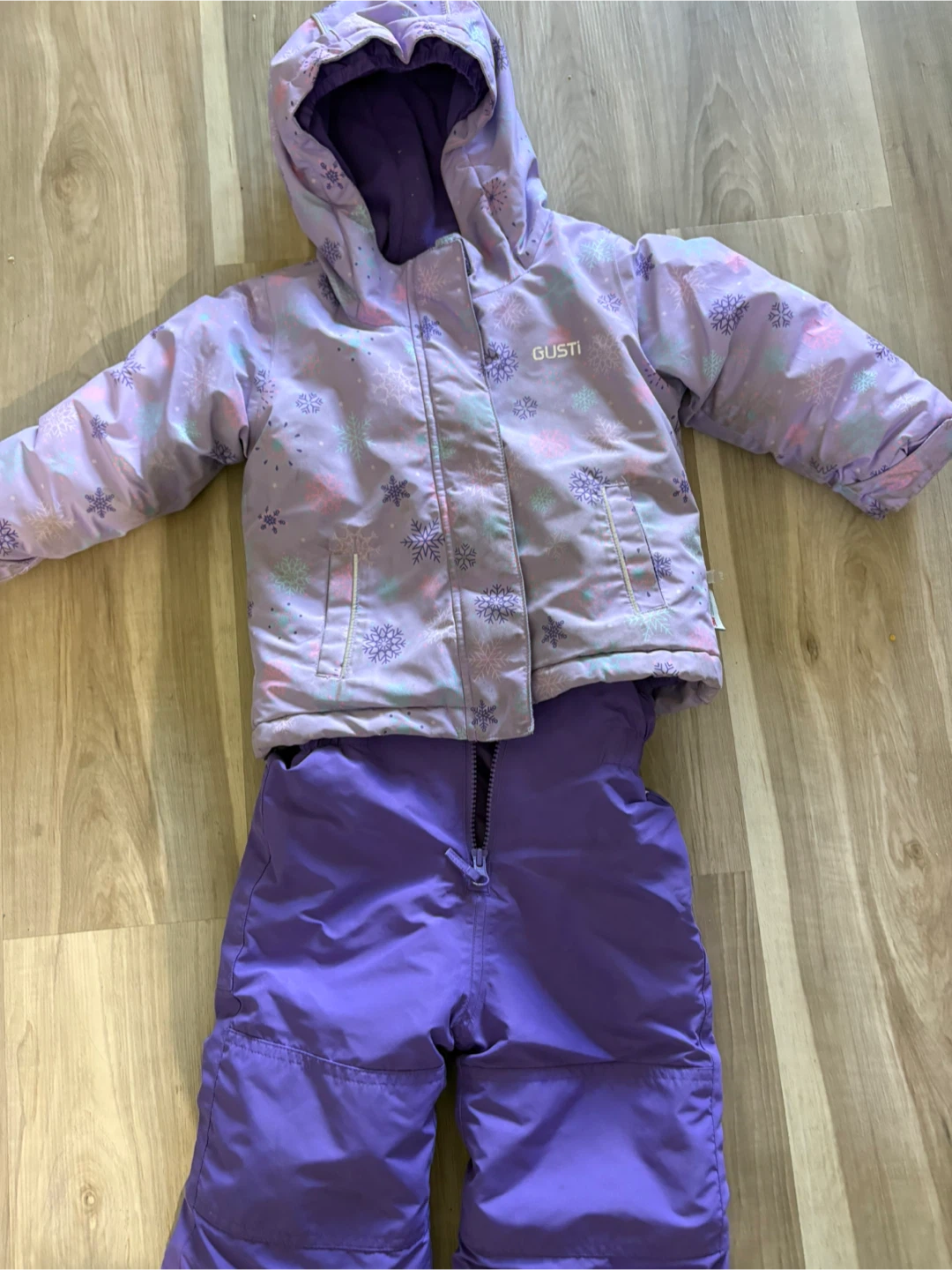 Gusti Girls Ski Suit - Purple Snowflake Pattern