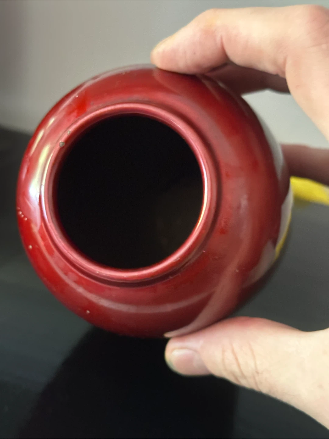 Japanese lacquer vase ox blood red - photo 4