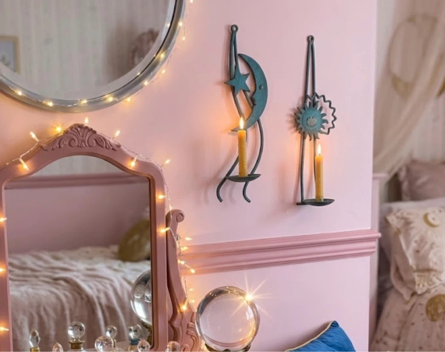 Sun and Moon Wall Sconce Candle Holders