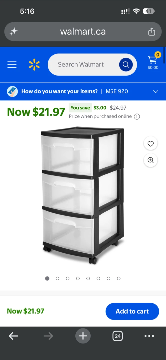 3-Drawer Plastic Storage Cart