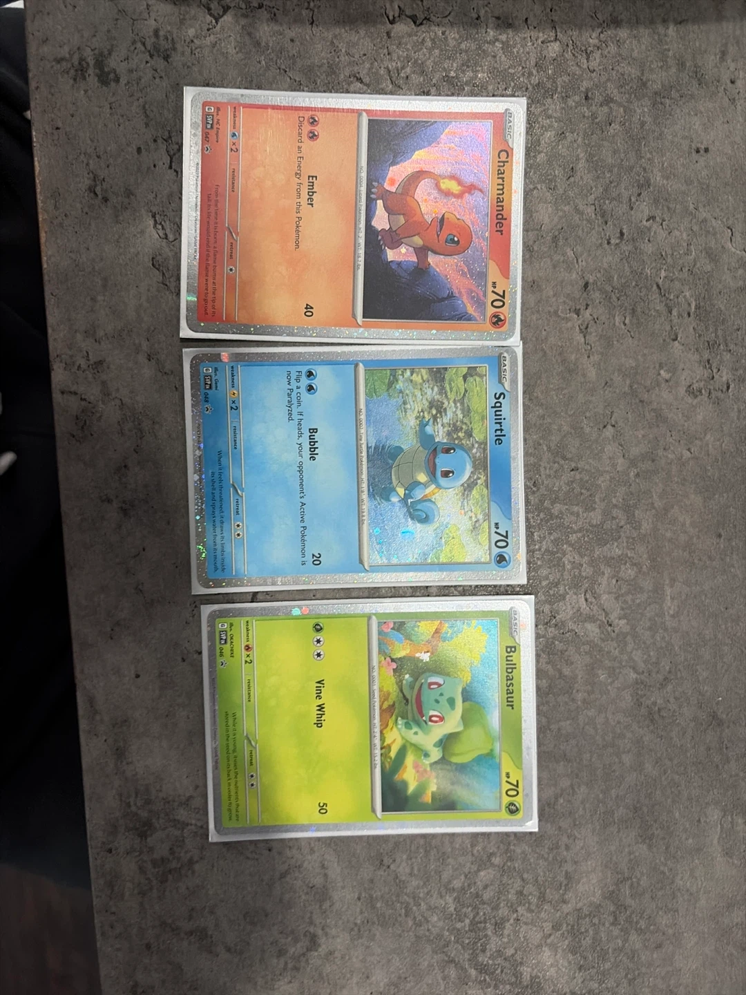 Pokemon Promo Charmander, Squirtle, and Bulbasaur Cards