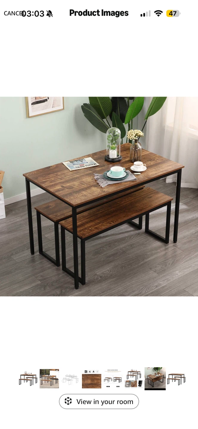 Rustic Dining Table and Bench Set - Amazon - photo 4
