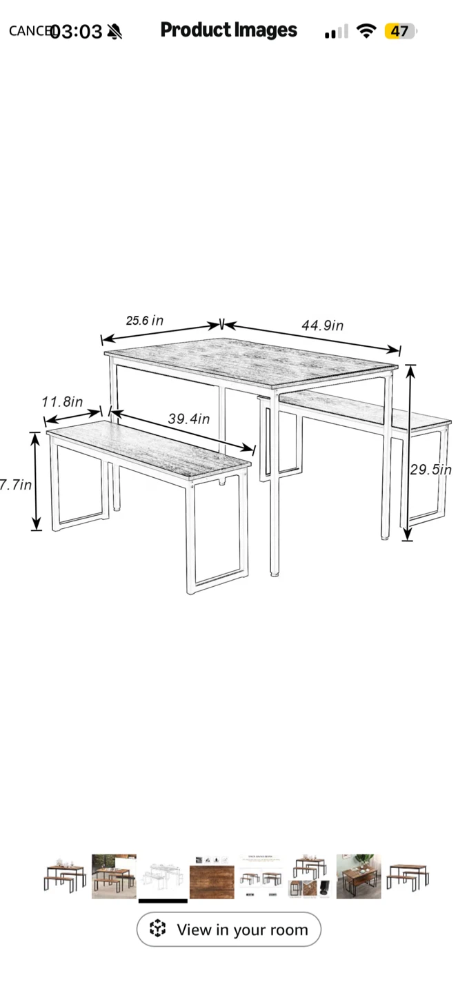 Rustic Dining Table and Bench Set - Amazon - photo 5