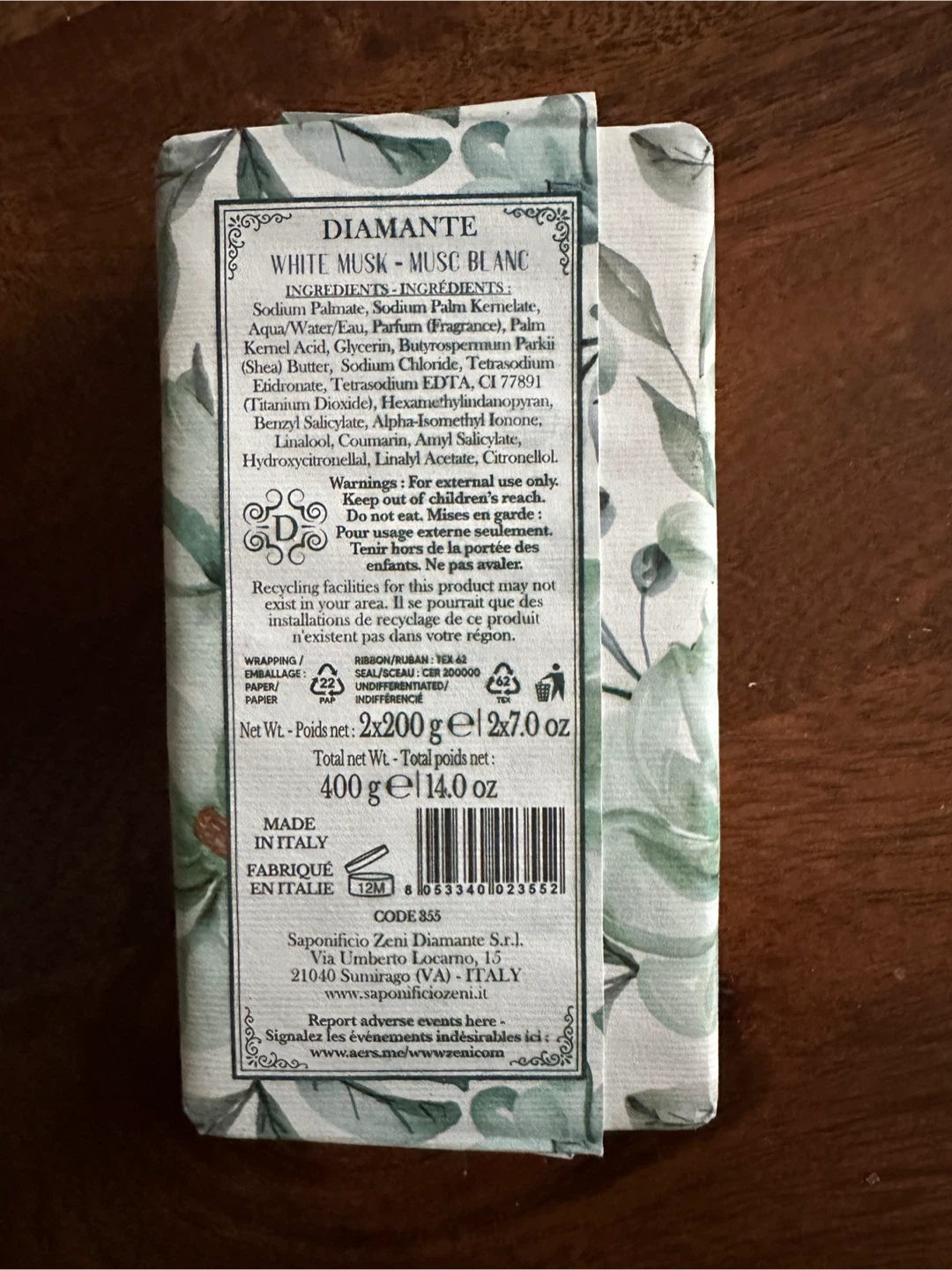 Diamante White Musk Triple Milled Soap Bar - 2 x 200g - photo 2