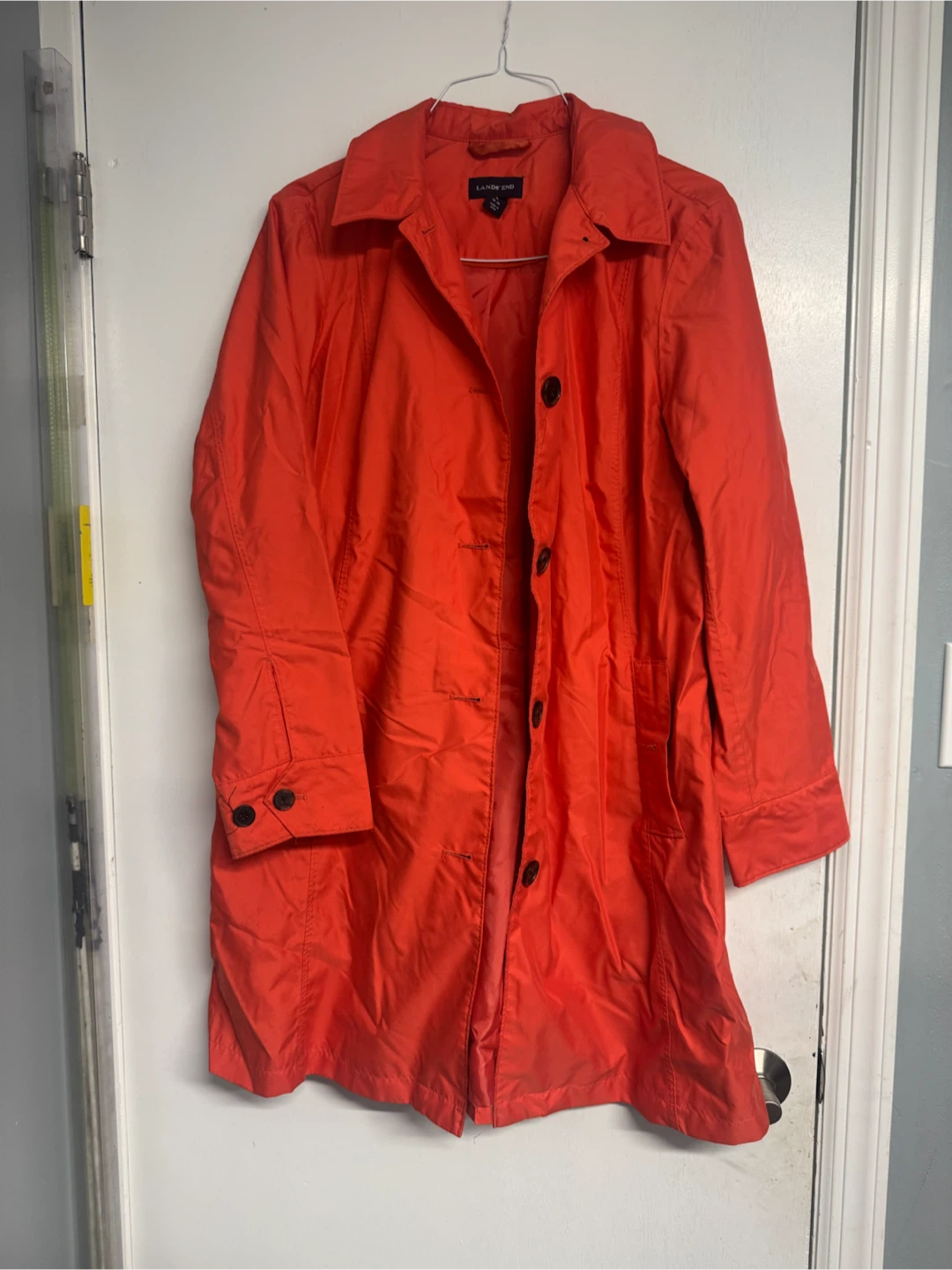 Lands' End Orange Trench Coat - Size L