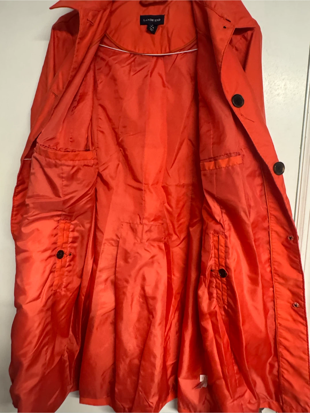 Lands' End Orange Trench Coat - Size L - photo 4