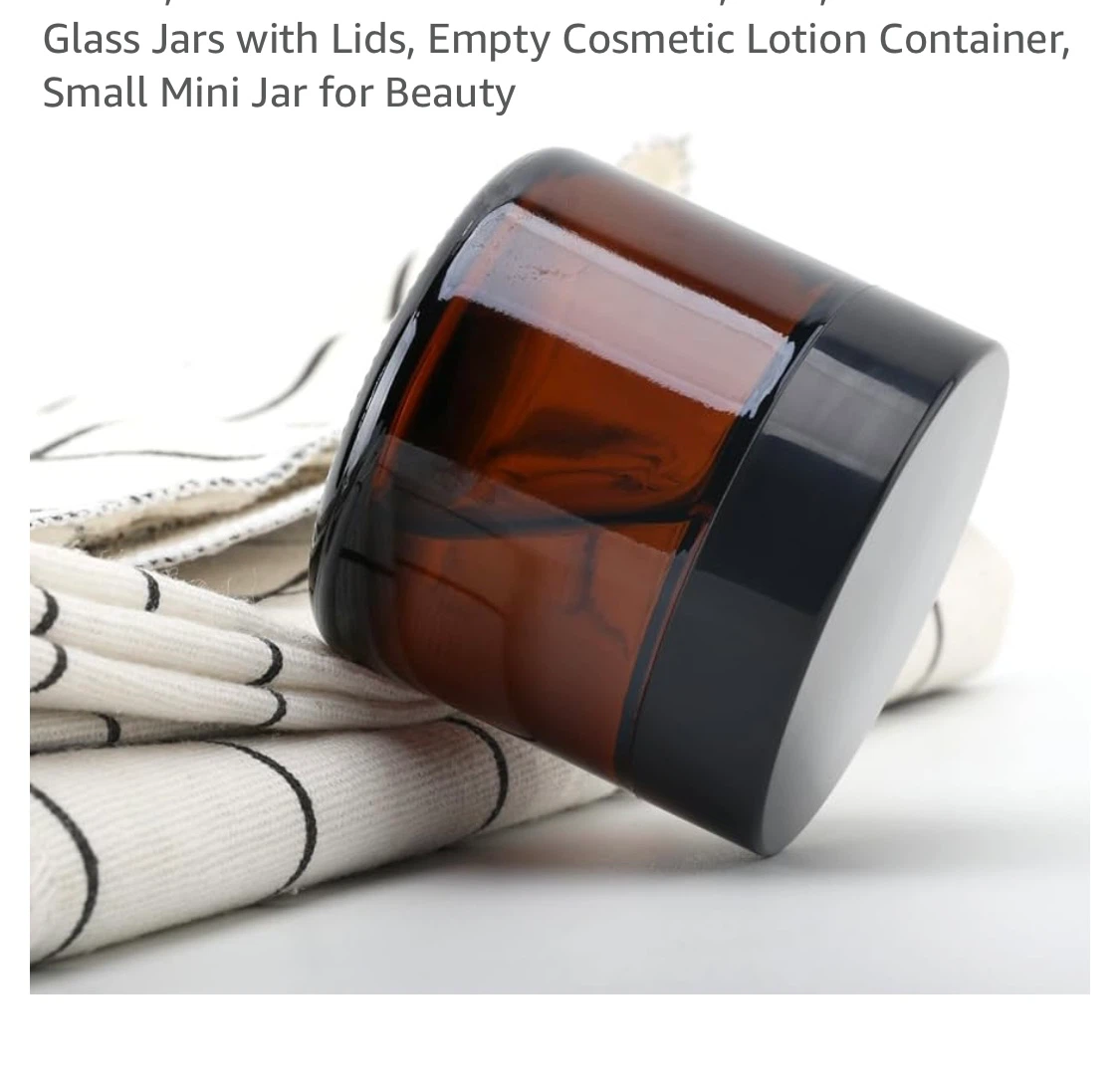 9x Amber Glass Jars with Black Lids