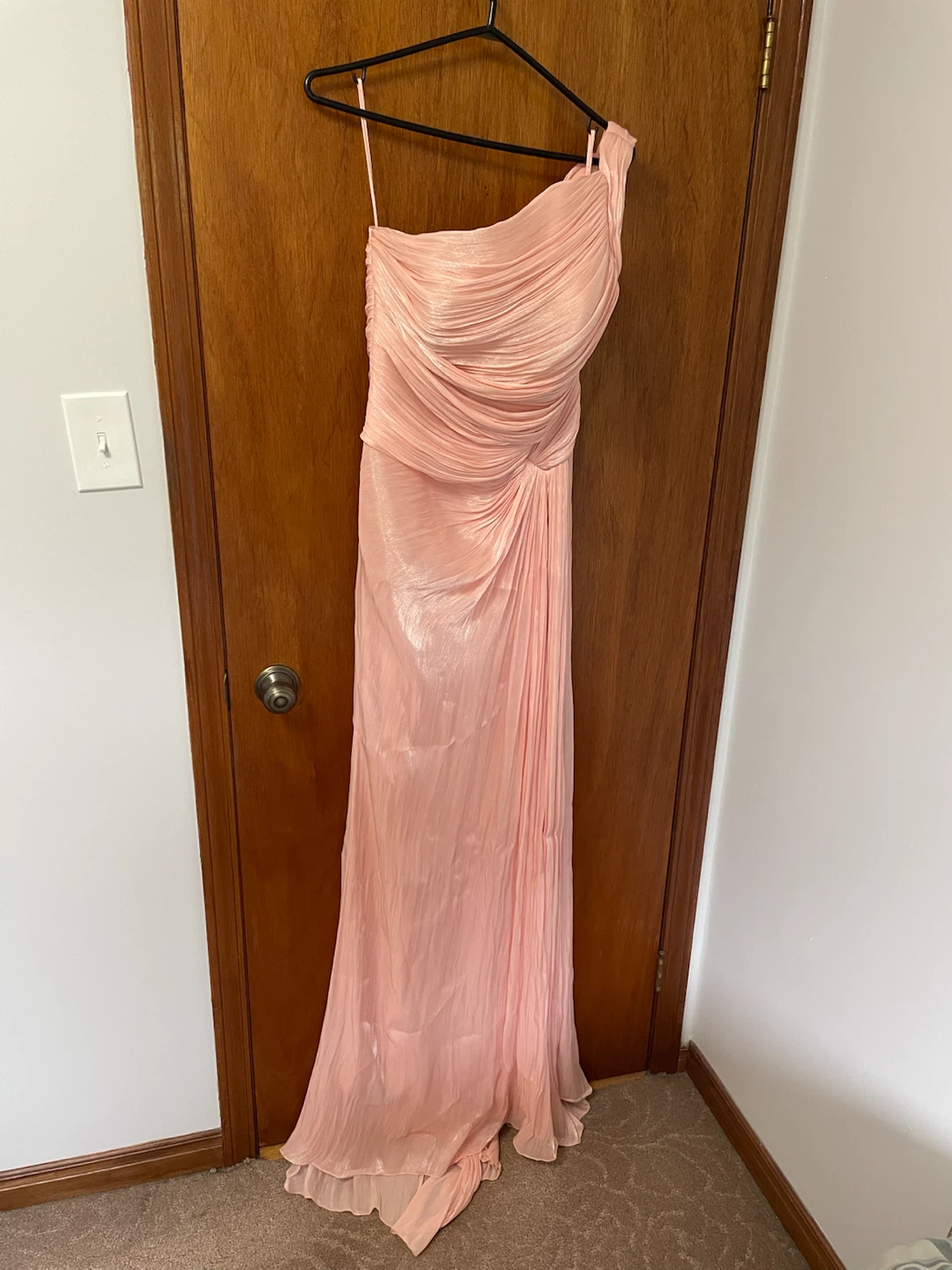 Peach One-Shoulder Evening Gown - photo 2