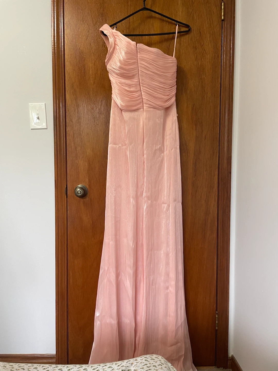 Peach One-Shoulder Evening Gown - photo 3