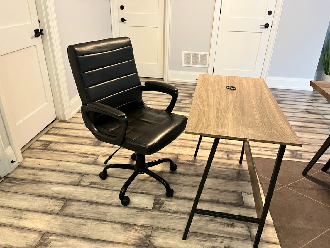 Black Office Chair + Desk