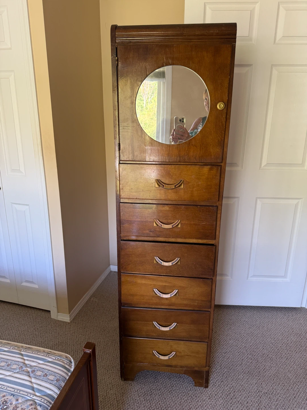 Antique 6 drawer cabinet with mirror