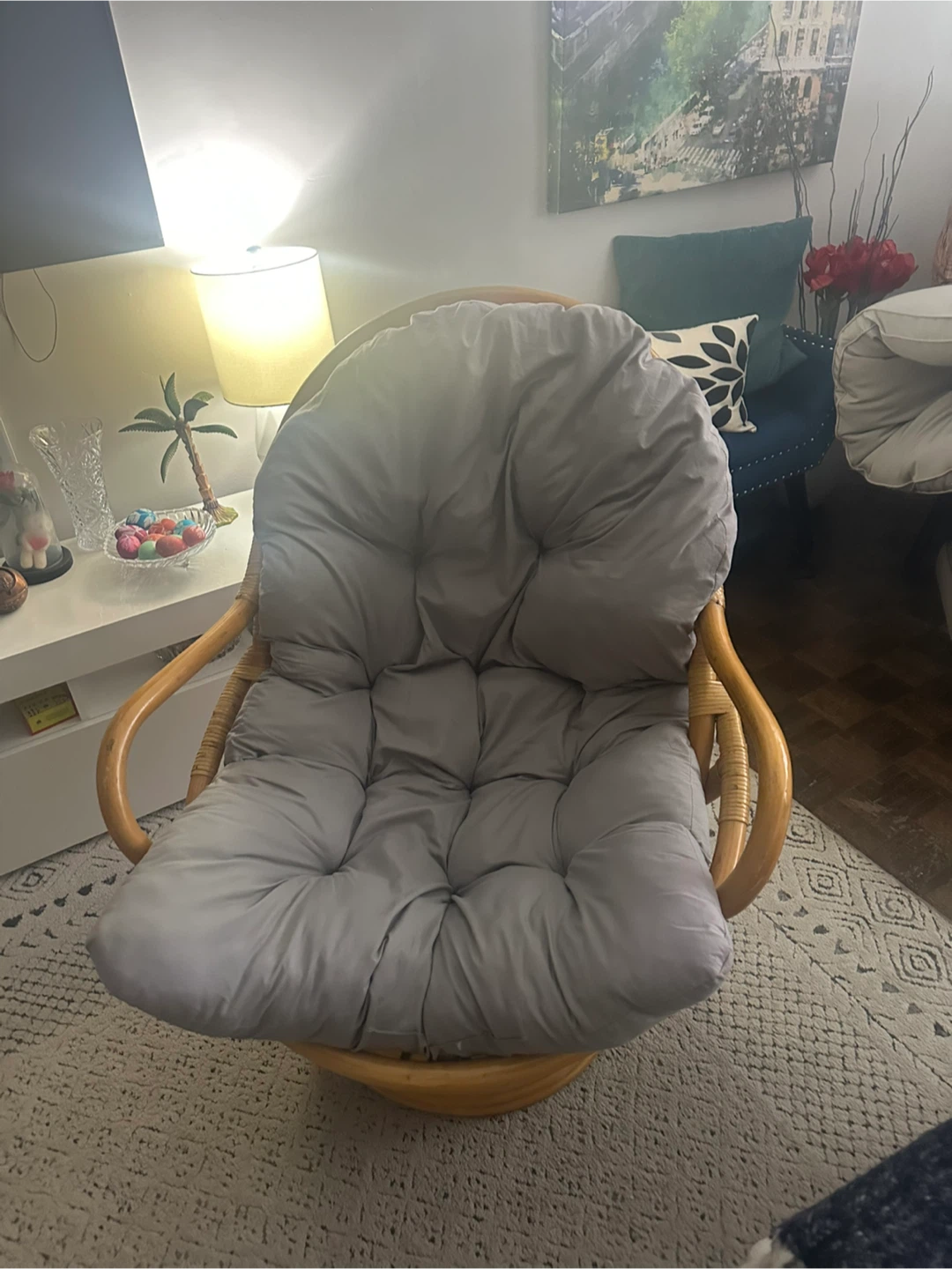 Rattan Swivel Papasan Chair - photo 2