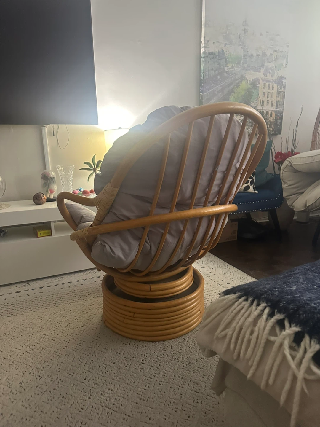 Rattan Swivel Papasan Chair - photo 3