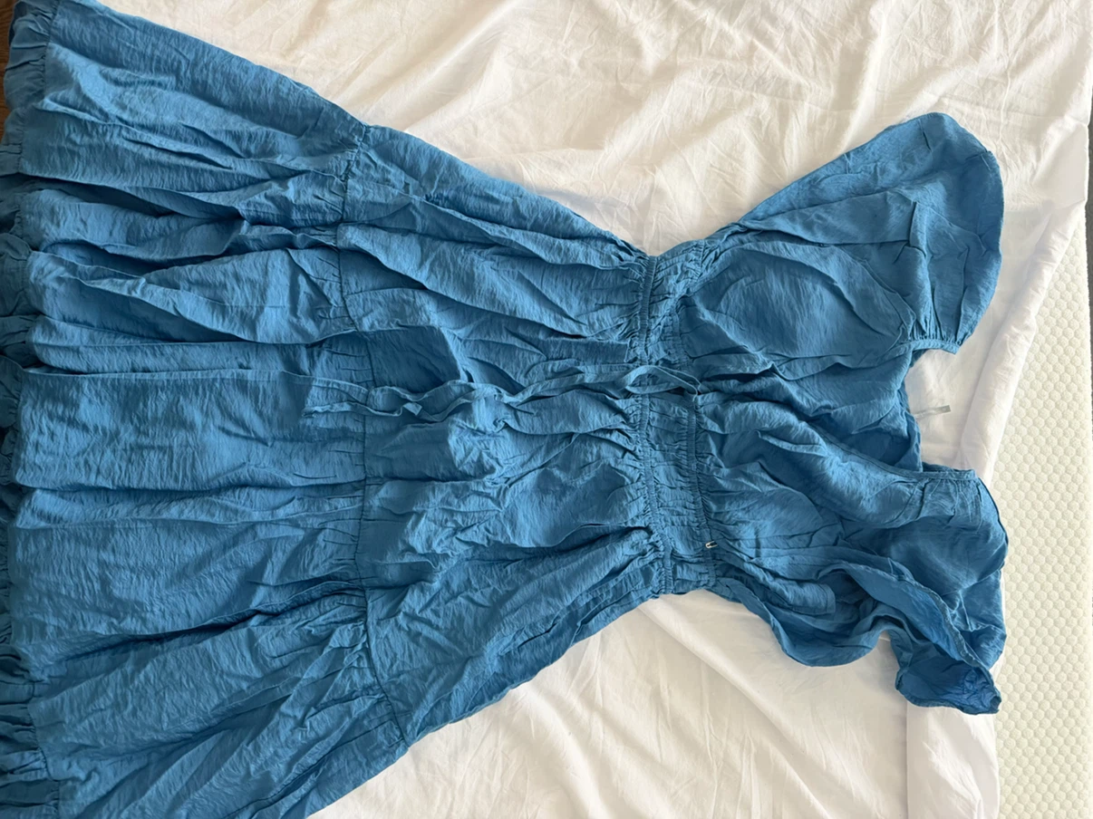 Blue Ruffled Tiered Dress
