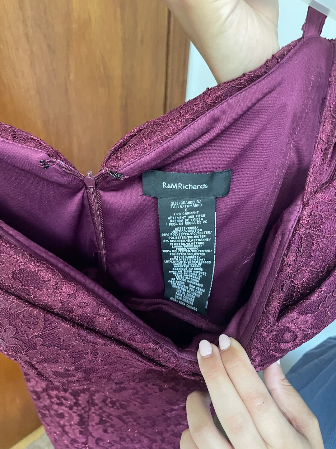 R&M Richards Burgundy Lace Evening Gown - photo 3