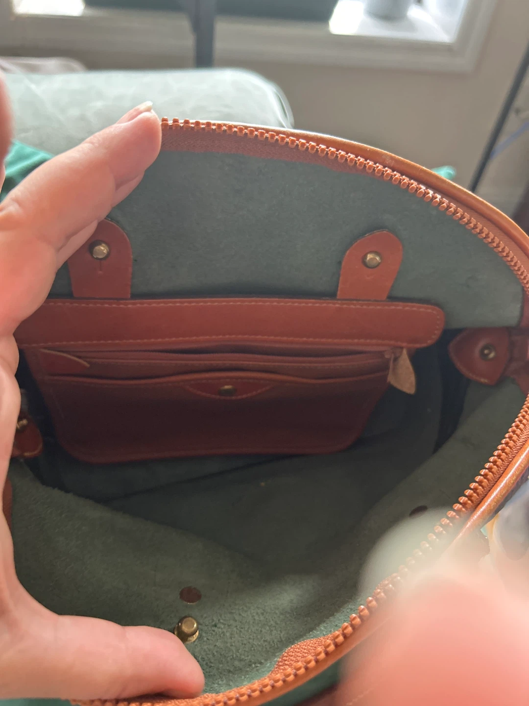Dooney & Bourke Satchel Bag - Green & Tan Leather - photo 5