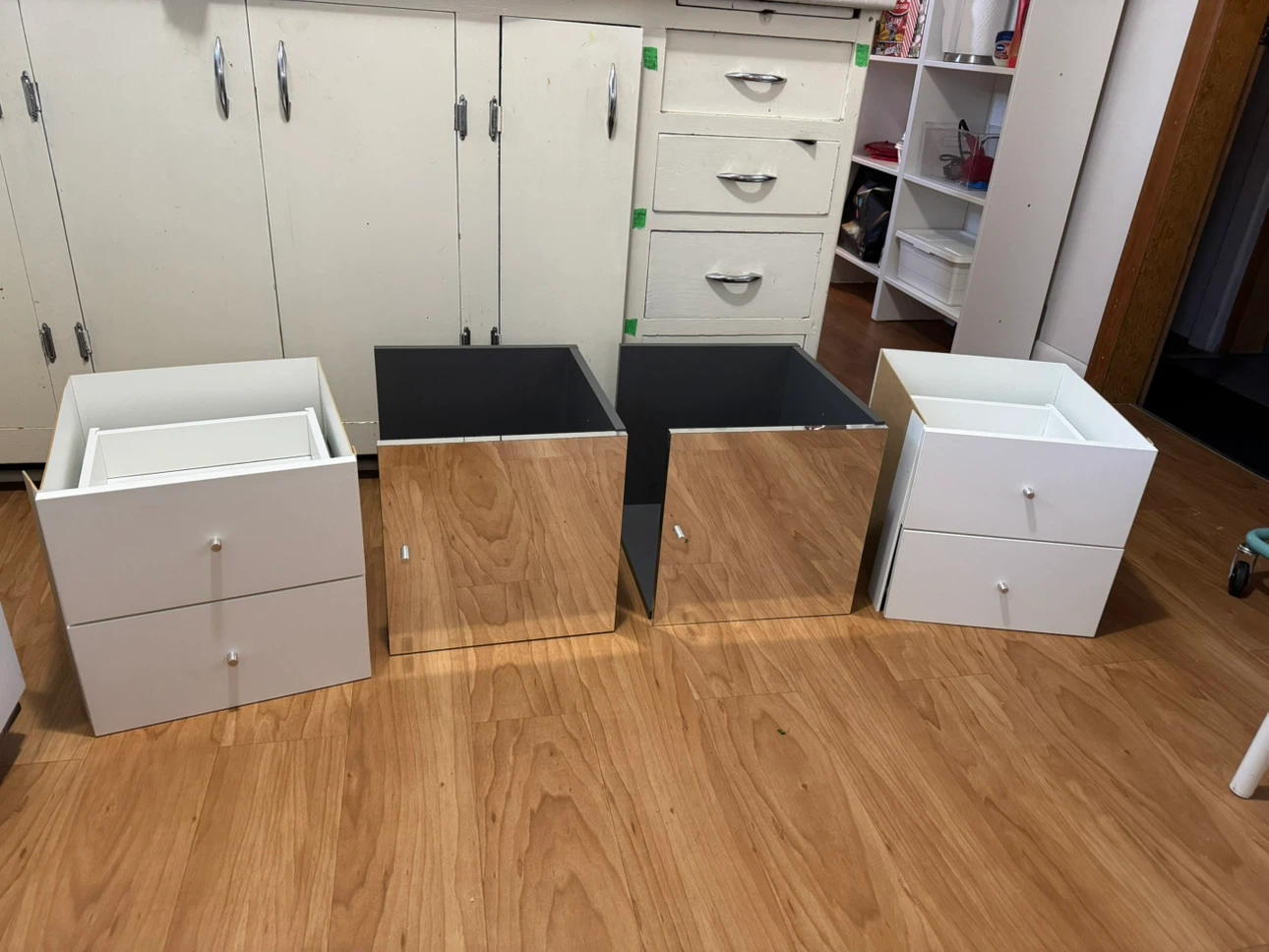 Ikea kallax insert with 2 drawers and shelf insert - mirrored