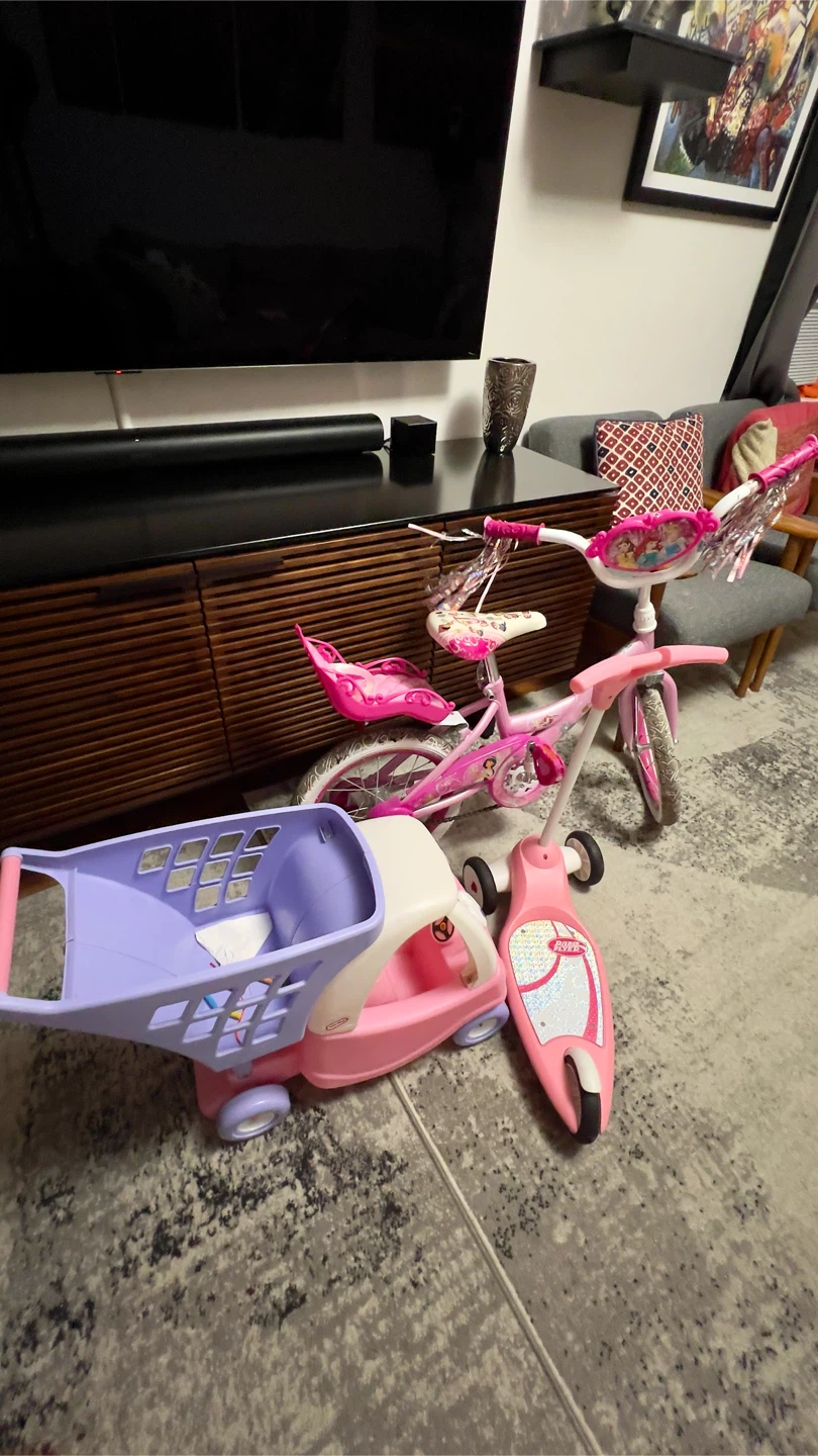 Disney princess bike “huffy” 16” + scotter + doll shopping car - photo 2