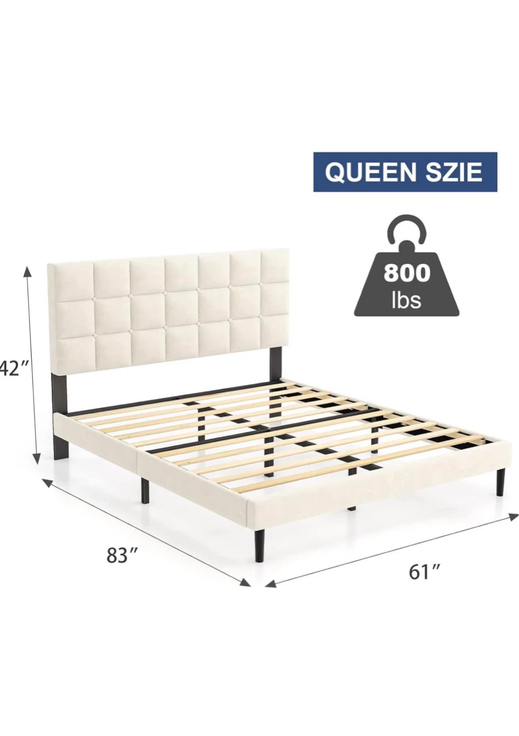 QUEEN SIZE BED FRAME + MATTRESS - photo 2