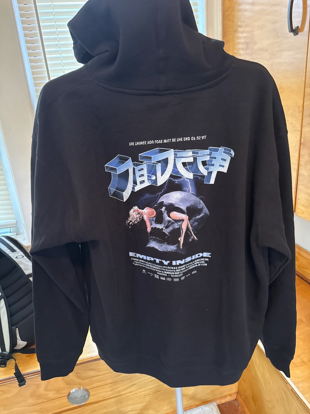Black Hoodie with "Empty Inside" Skull Graphic - photo 2